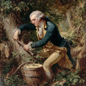 George washington chopping down tree