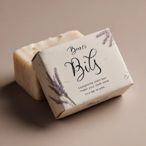 Create a realistic soap bar sleeve mockup for a natural artisan...