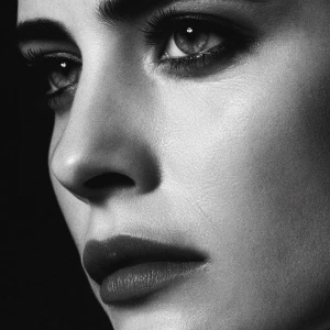 Ultra close-up portrait of Eva Green, French actress, modern fil...