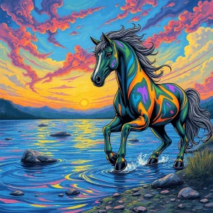 Trippy vibrant illustration oil paint amazing art graffiti digit...