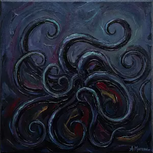 In the velvety darkness, a looming, tentacled titan emerges from...