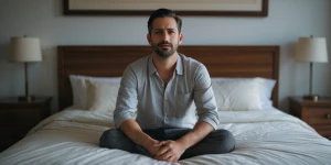 Man sitting on a bed