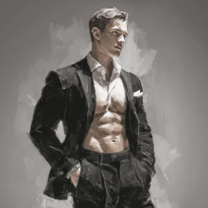 Generate an image of a person exuding confidence while elegantly...