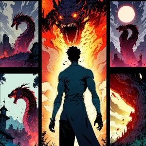 Illustrate a sequence of manga comic panels showing a character...