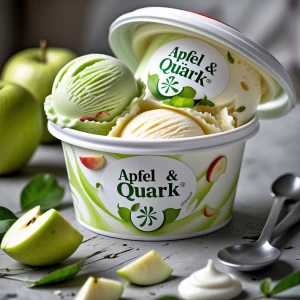 ‏A large plastic ice cream container with the lid placed next to...