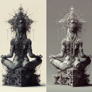 Create a minimalist 3D wireframe model for the experimental and...