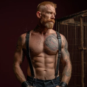 A man with a short, ginger cropped hairstyle and a beard stands...