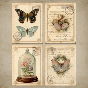 Victorian Butterfly Cabinet – 4 Cards (Romantic Specimens)
Prin...