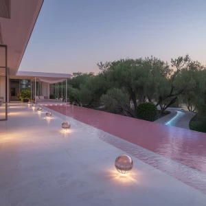 Back of the Mansion — Shoreline Vista: The rear terrace opens li...