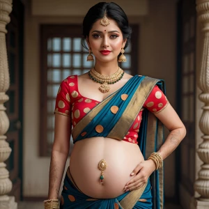 Men pregnant wear saree blouse petticoat jewellery