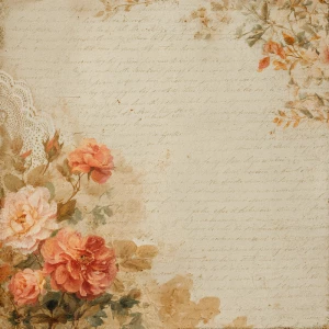 Warm romantic vintage scrapbook background paper, 12x12 inch pri...