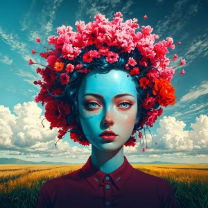 Нарисуй шестикрылого ангела. В свадебном платье украшенную разно...