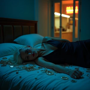 A beautiful woman (pale, icy platinum hair, confident, elegant,...