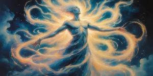 A shimmering, intangible specter, vibrant with otherworldly ener...