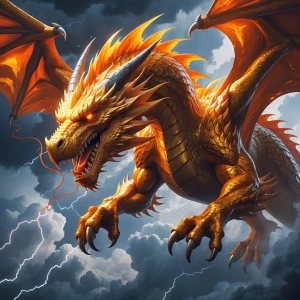 A mesmerizingly fierce Ildrazar dragon, its scales shimmering wi...