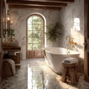 Create a realistic representation of a classic Italian bathroom...