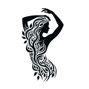 Create a black and white vector silhouette depicting a side prof...