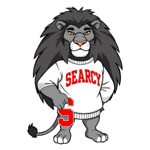 Create a crisp vector illustration of a proud gray lion with a l...