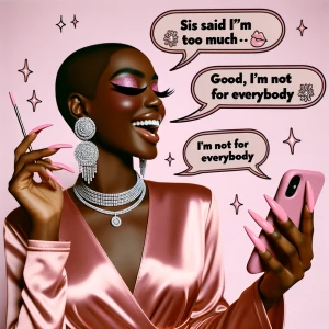 Create an image of an African American woman embodying the glamo...