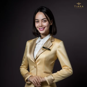 Foto potret wanita Asia cantik dengan aura profesional dan elega...