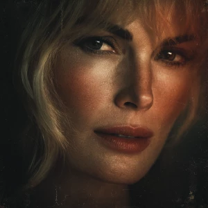 Ultra realistic big close-up portrait of Daryl Hannah, vintage 1...