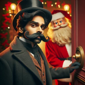 A man with a big black mustache and well groomed hair in a 19th...