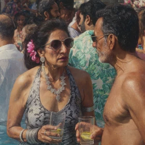 Hyperrealism painting. a gujarati  v mother in law, in her late...