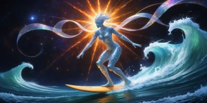 In the center of an otherworldly galaxy, a glamorous ornamental...