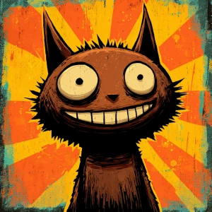 Stylized character  portrait of a humanoid cat mischievous desig...