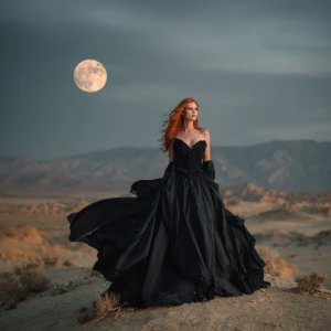 Full body portrait of a gorgeous redhead supermodel wearing a lo...