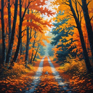 Autumn forest path, painterly texture