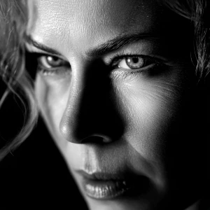 Ultra realistic big close-up portrait of Nicole Kidman, cinemati...