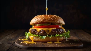 A hyper-realistic, ultra-detailed close-up of a perfect gourmet...