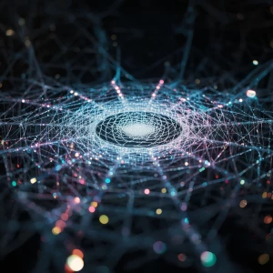 A mesmerizing eldritch holographic display, pulsating with unear...