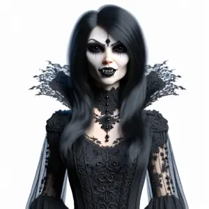 Gothic full body portrait 55 yr old Romanian vampire woman long...