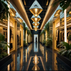 Visualize yourself immersed in "The Gilded Wardrobe Hall," a lux...