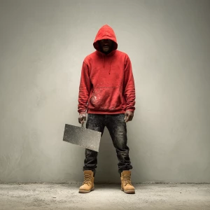 Cinematic full-body portrait of an Afro-American street artist s...