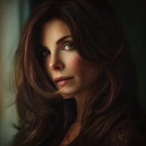 Create a close-up portrait of a person inspired by Sandra Bulloc...