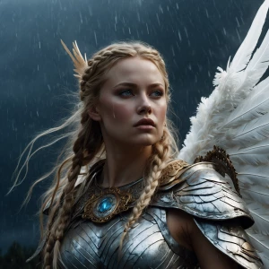 A hyper-detailed portrait of a Valkyrie, Norse warrior maiden of...