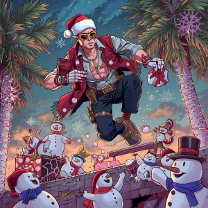 Elon Musk portrayed as a cyber-elf gangster, his attire a mix of...