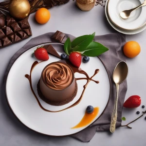 Chocolate mousse. I want a front view of the mousse. More darker...