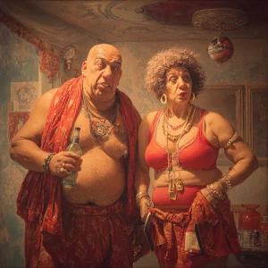 hyperrealism oil painting,a muscular beefy criminal kashmiri man...