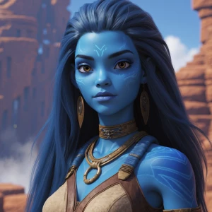 na'vi blue avatar girl very pretty, long hair