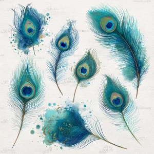 Transparent PNG clipart set (8 pieces), 300 DPI. Watercolor + so...