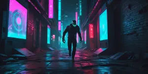 In a neon-lit cyberpunk cityscape, intricate shadows dance again...