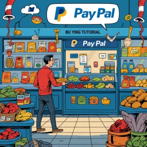 give me a 5 page flip book of a pay pal tutorial of a man buying...