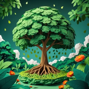 A stop-motion paper cutout animation of a seed growing into a gi...