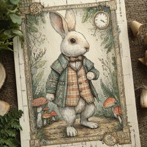 Print-ready junk journal page, A4 portrait full-bleed (approx. 2...