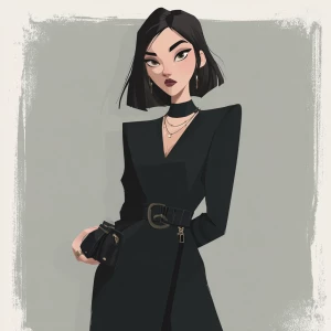 Create an image of a stylish vampire girl  wearing Balenciaga cl...