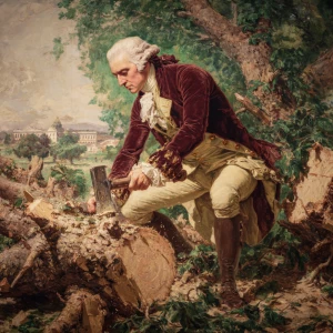 George washington chopping down tree